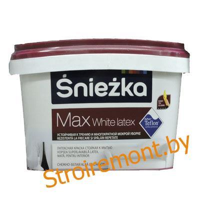 Краска Sniezka Max интерьерная White Latex 9л Польша